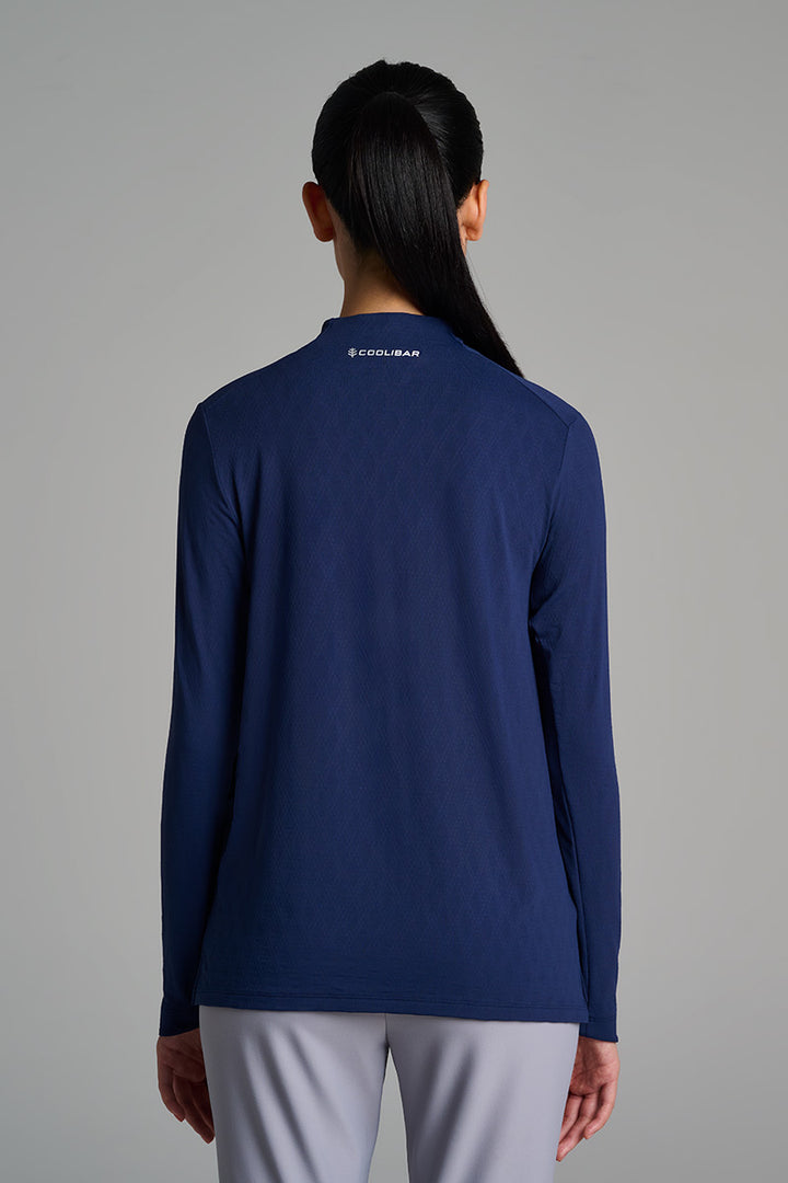 Women's Golf Quarter-Zip Sun Shirt | Navy Diamond Jacquard