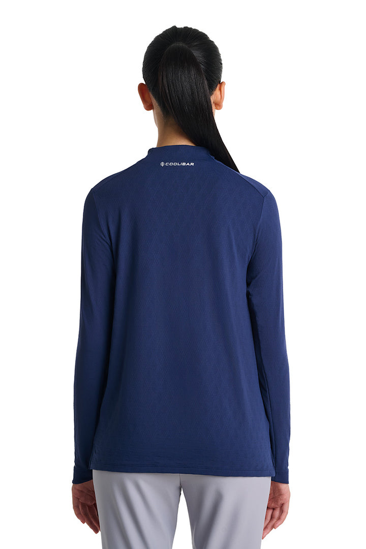 Women's Golf Quarter-Zip Sun Shirt | Navy Diamond Jacquard