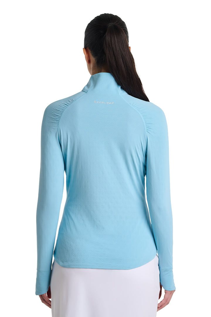 Women's Golf Quarter-Zip Sun Shirt | Arctic Blue Diamond Jacquard