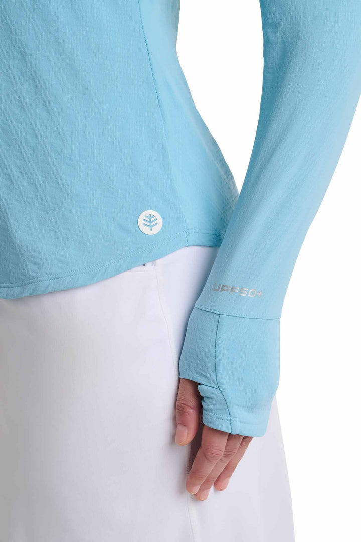 Women's Golf Quarter-Zip Sun Shirt | Arctic Blue Diamond Jacquard