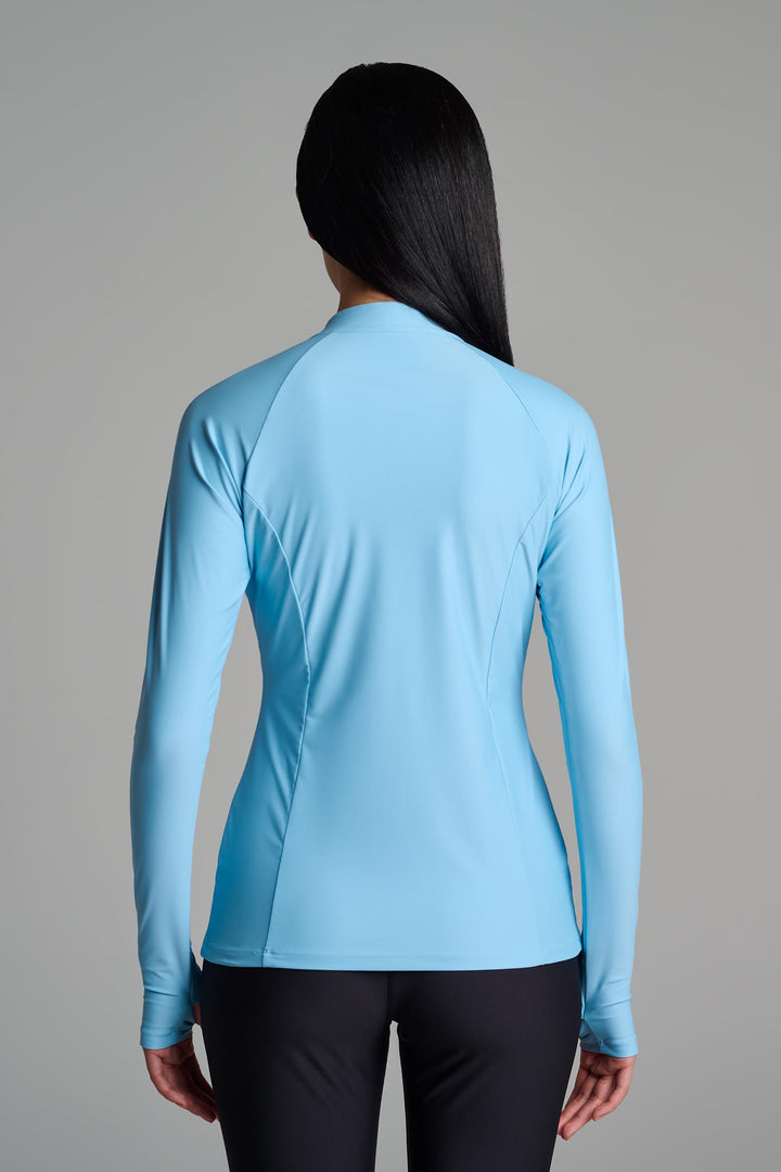 Women's Zip Rash Guard | Arctic Blue