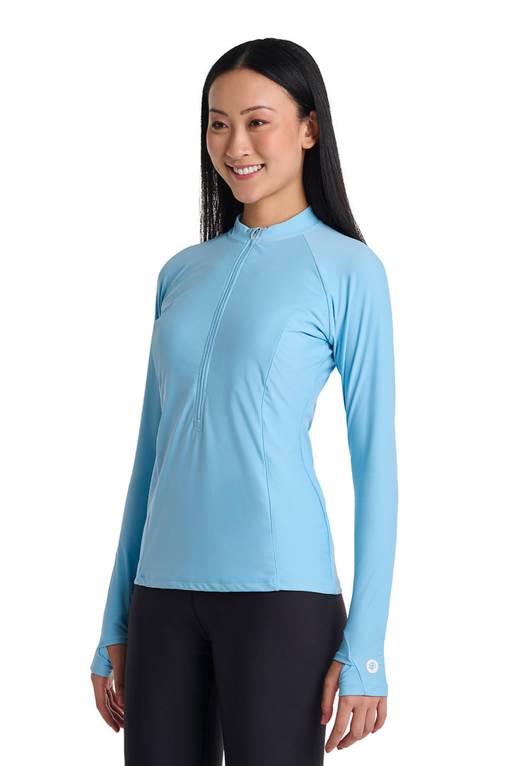 Women's Zip Rash Guard | Arctic Blue