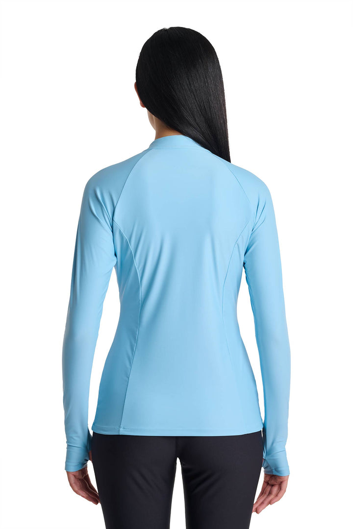 Women's Zip Rash Guard | Arctic Blue
