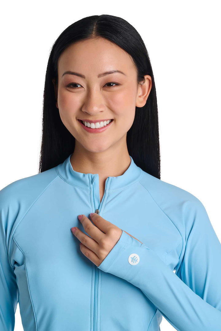 Women's Zip Rash Guard | Arctic Blue