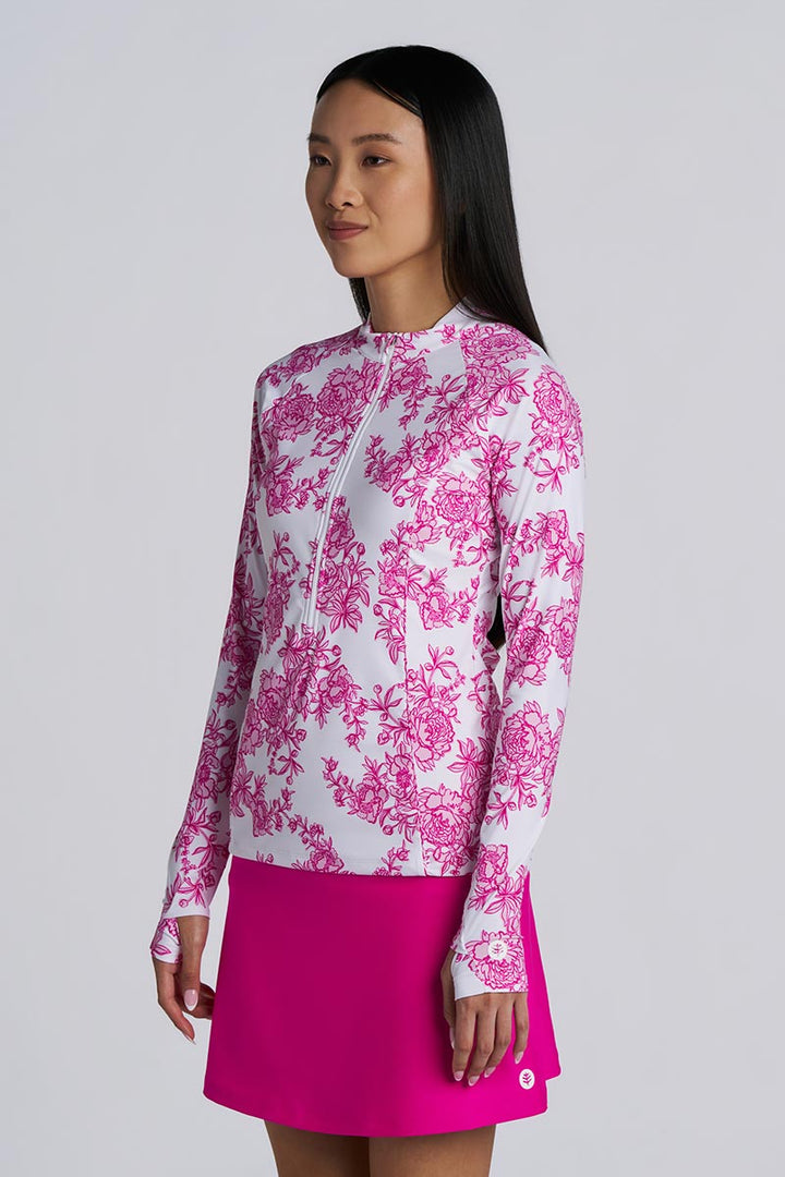 Women's Escalante Zip Rash Guard | Fuchsia Bouquet UPF 50+