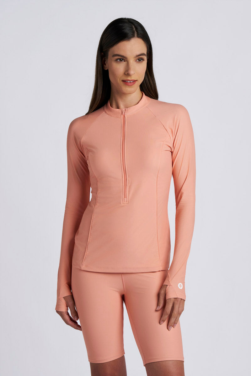 Women's Escalante Zip Rash Guard | Black UPF 50+