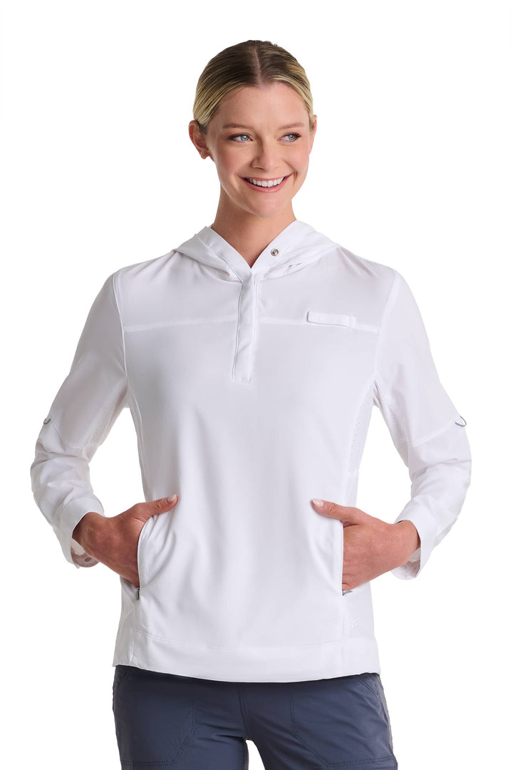 Women's Henley Hoodie | White