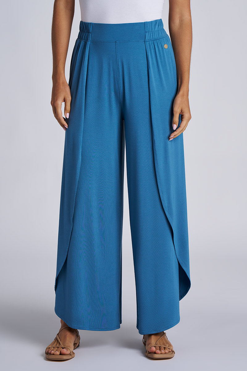Women's Lynsu Wide Leg Pants with Overlap Detail | Black UPF 50+