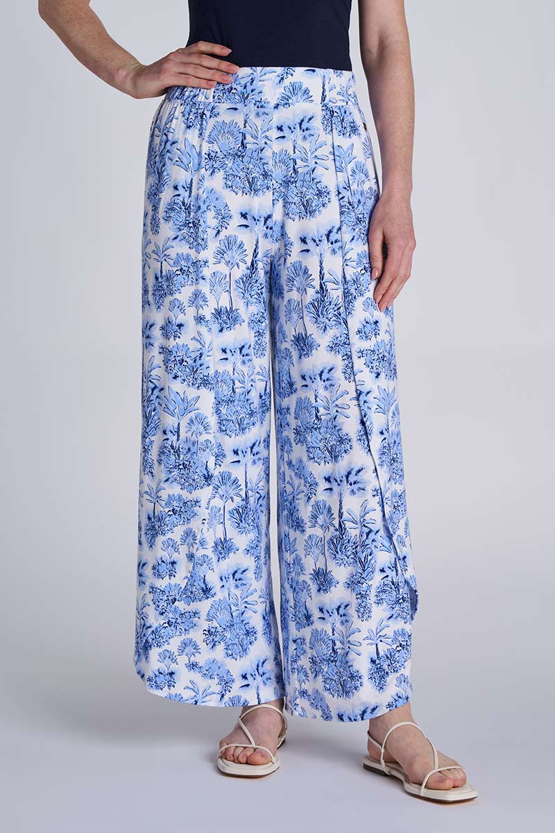 Women's Wide Leg Pants with Overlap Detail | Black UPF 50+