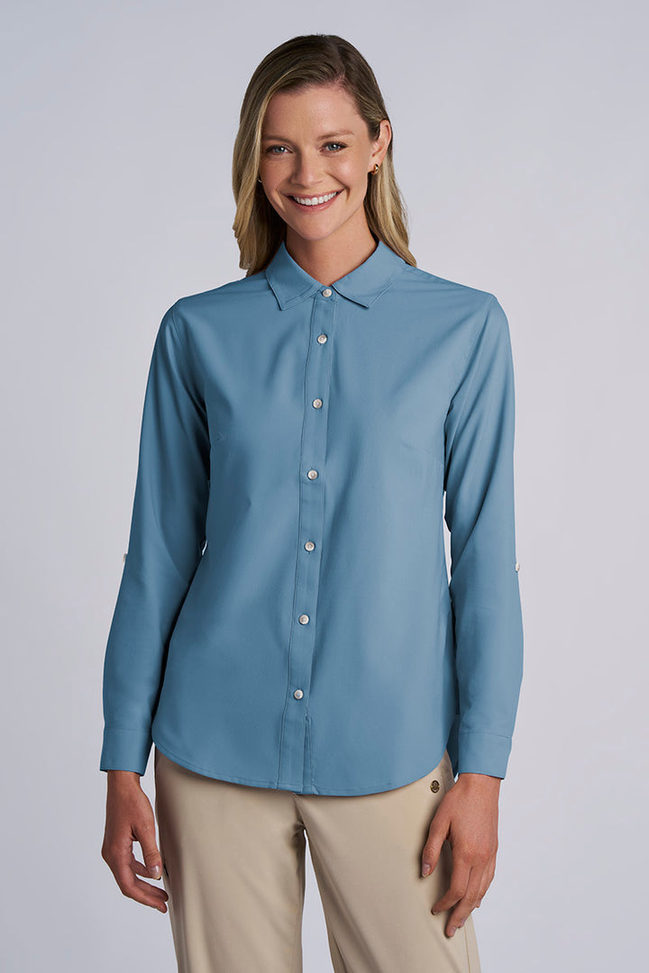 Hepburn | Women's Shirt with Roll-Up Sleeves | Blue Dusk | UPF 50+