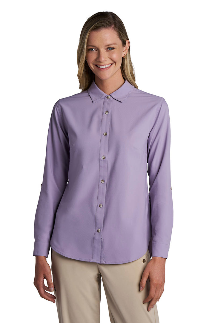 women's purple dress shirt Qatainlav Satin Silk Button Down Shirts for Women Long Sleeve Dress Shirt Solid Color Business Work Tops, Purple, XL