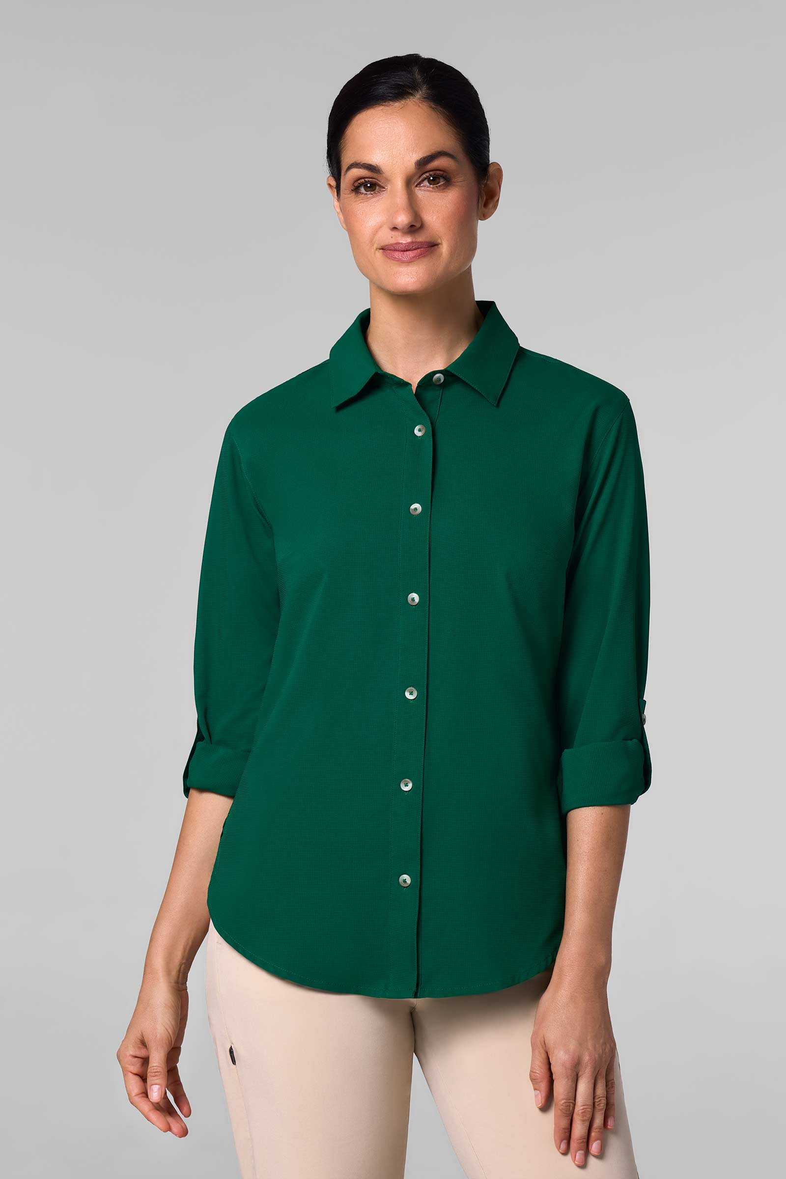 Women's Hepburn Shirt with Roll-Up Sleeves | Eden Green Women's Hepburn Shirt with Roll-Up Sleeves | Eden Green