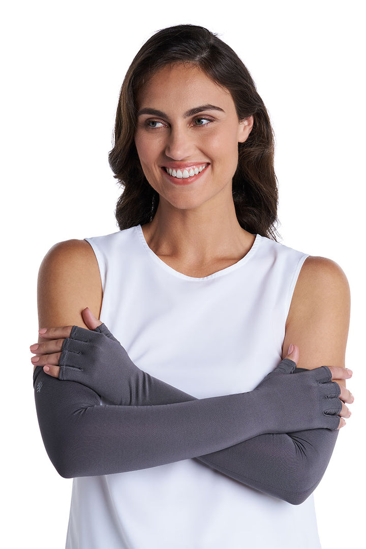 Unisex Perpetua Long Fingerless Gloves | Beige UPF 50+