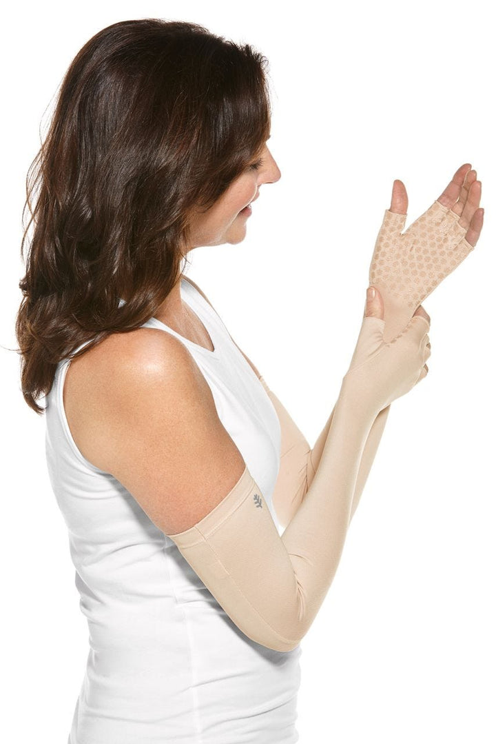 Coolibar UPF 50+ unisex Perpetua UV Long Fingerless Sun Gloves - Sun Protective (Large- Charcoal)
