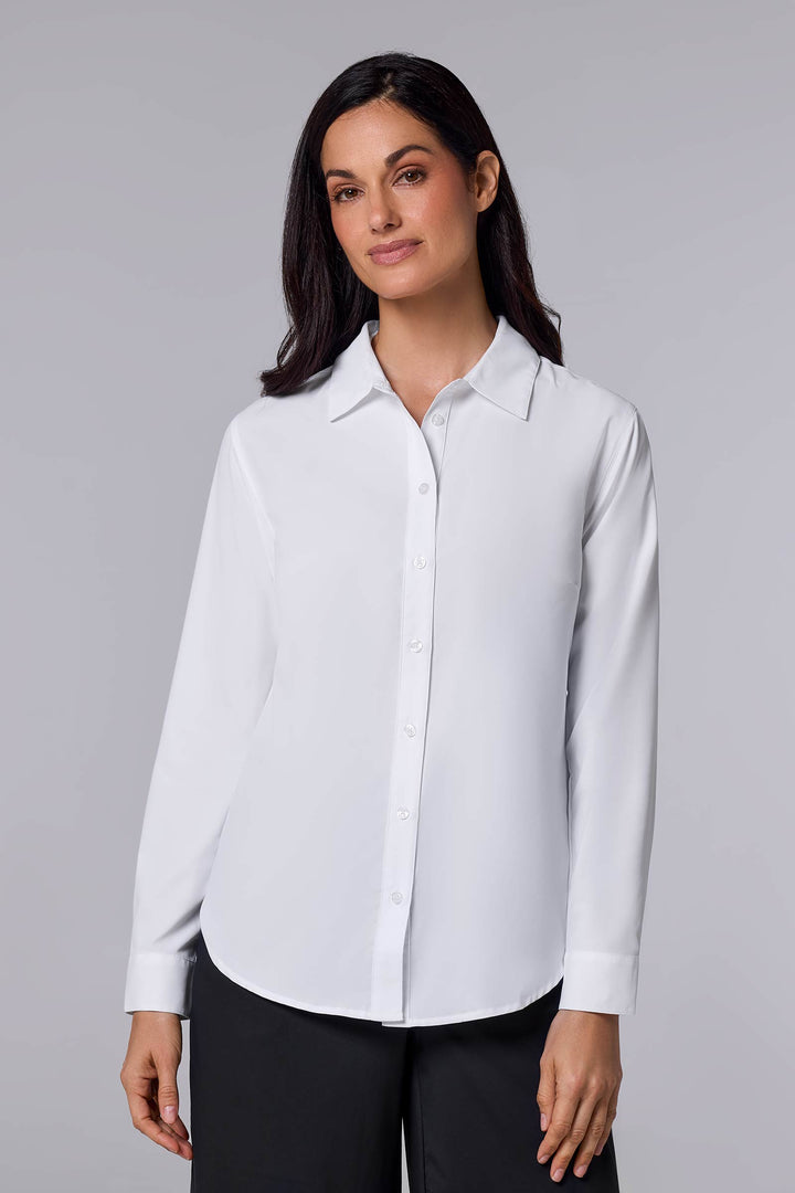 white long sleeve dress shirt Port Authority Women's Long Sleeve Carefree Poplin Shirt | Product