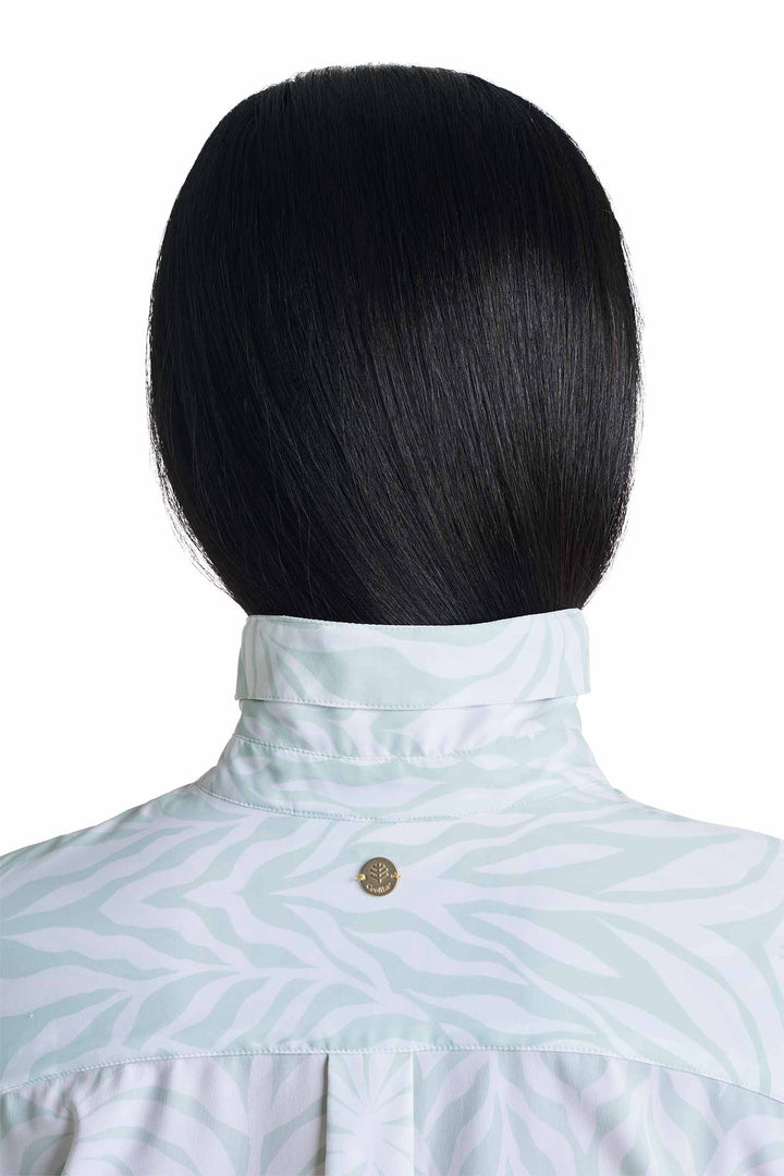 Women's Long Sleeve Shirt | Misty Aqua American Palm