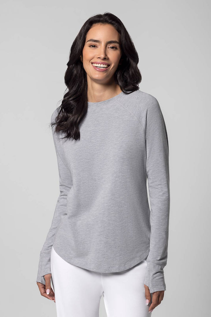 Women's Long Sleeve Slim-Fit T-Shirt with Thumbholes | Grey Heather UPF 50+