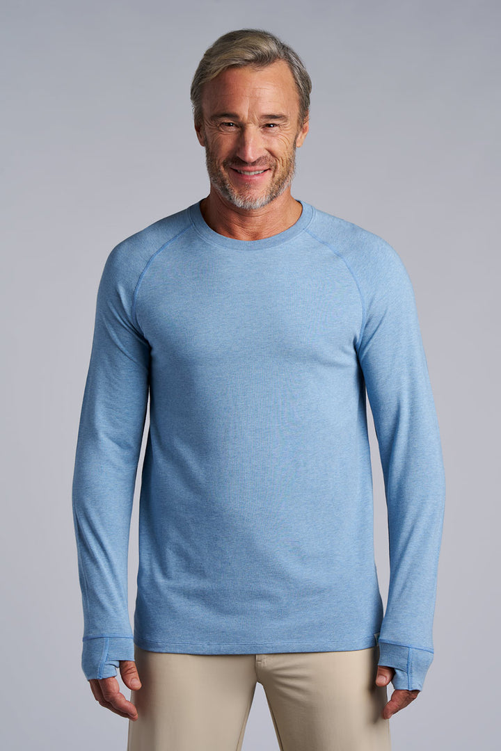 Men's Long-Sleeve T-Shirt with Thumbholes | Light Blue Heather