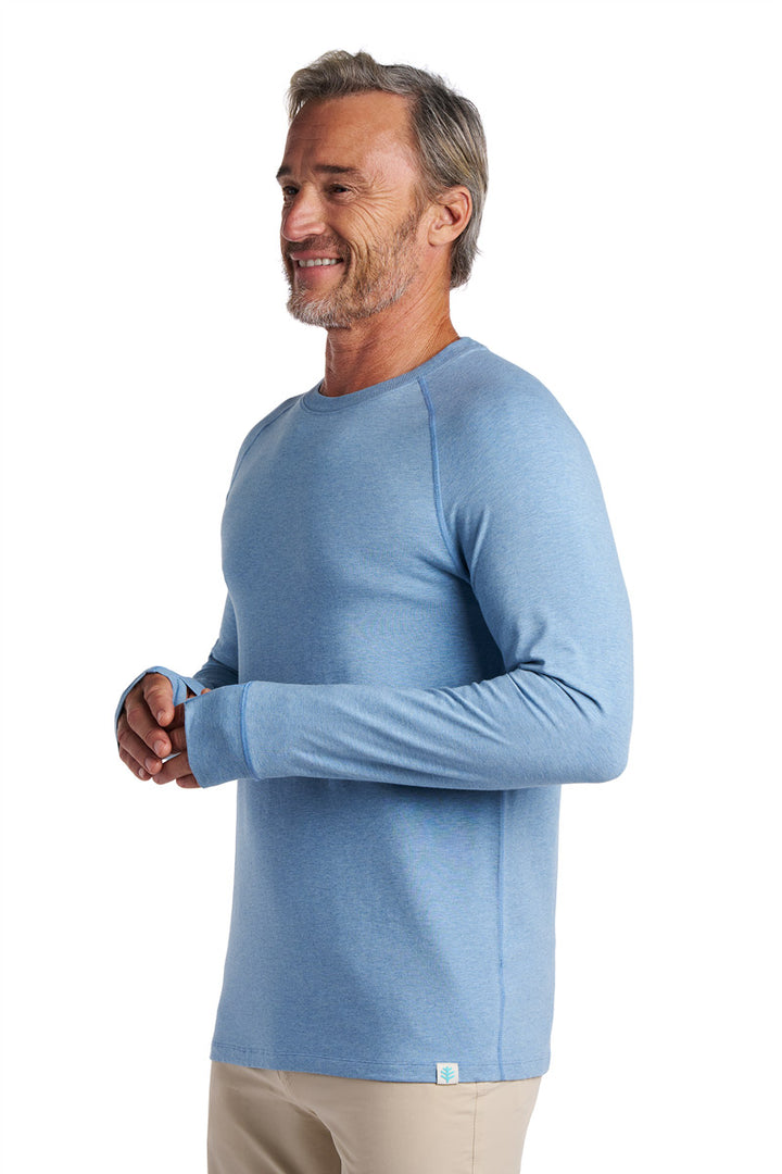 Men's Long-Sleeve T-Shirt with Thumbholes | Light Blue Heather