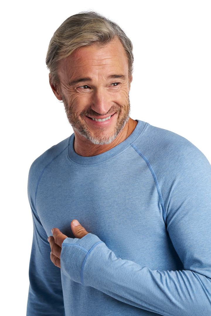 Men's Long-Sleeve T-Shirt with Thumbholes | Light Blue Heather