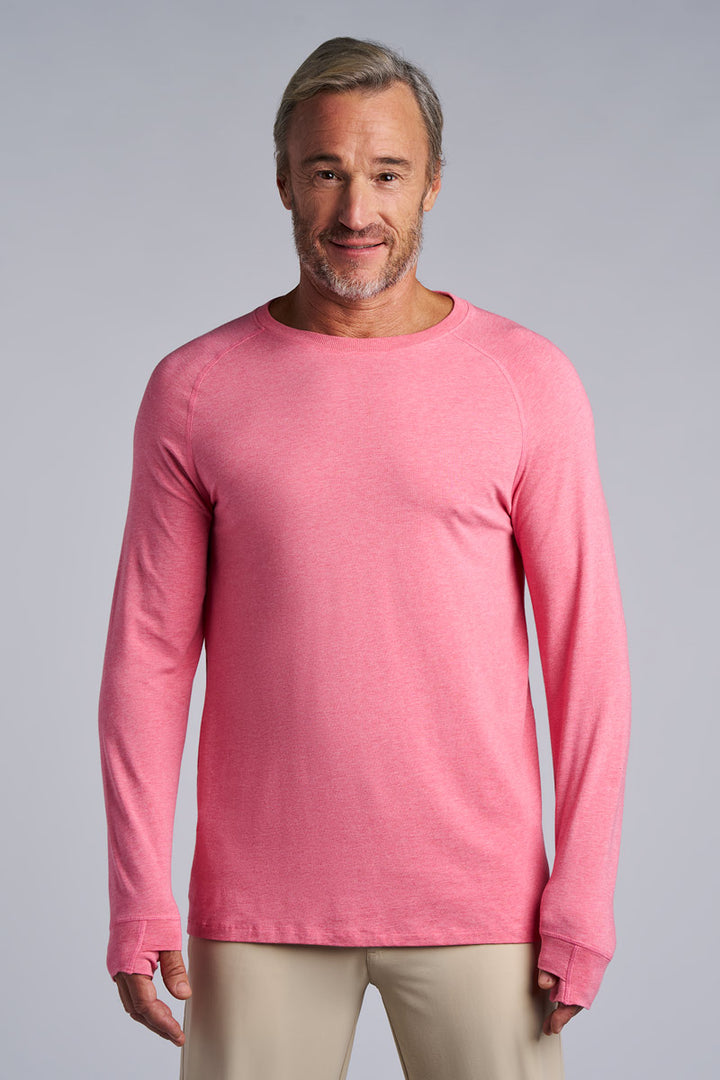 Men's Long-Sleeve T-Shirt with Thumbholes | Flamingo Pink Heather