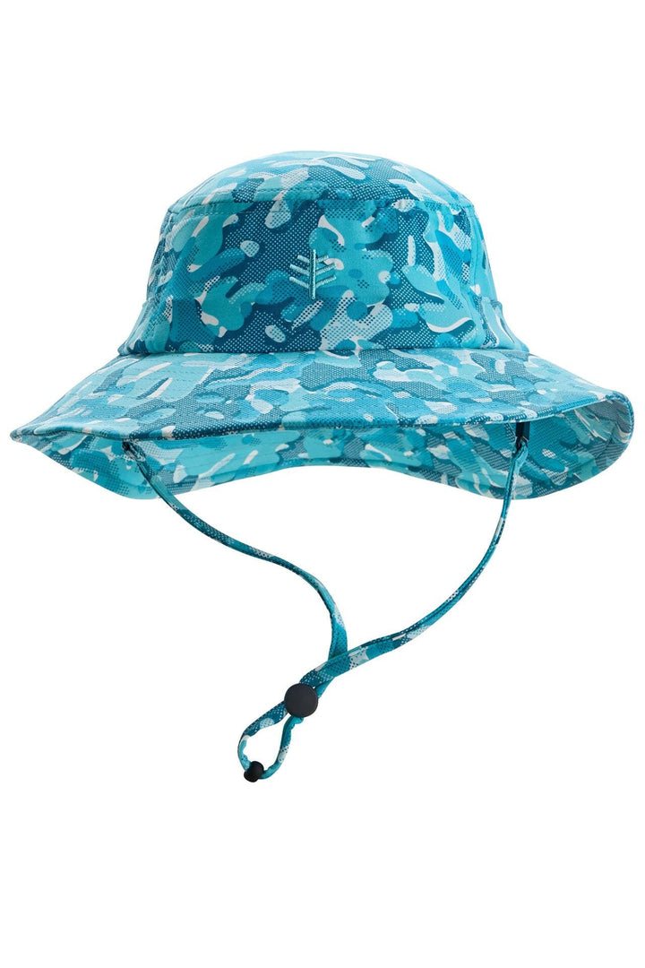 Coolibar Kid's Caspian Bucket Hat UPF 50+, Aruba Blue Sea Camo / S/M