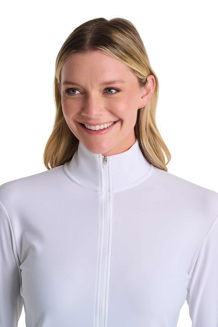 Women's Swim Jacket, Full Zip & Mock Neck | White