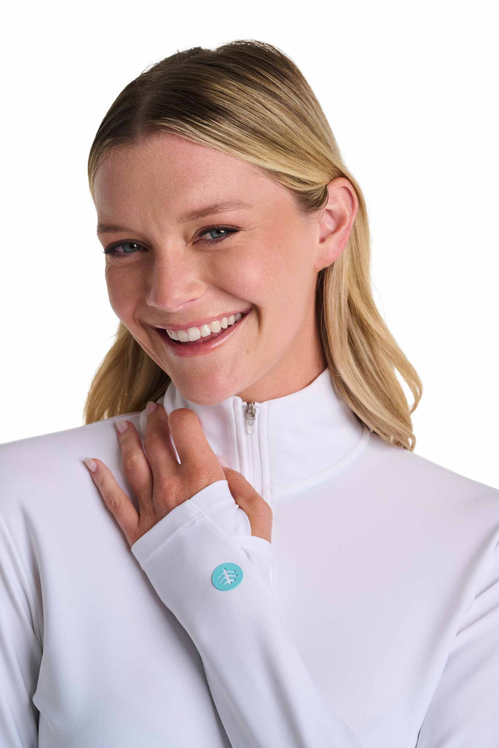Women's Swim Jacket, Full Zip & Mock Neck | White