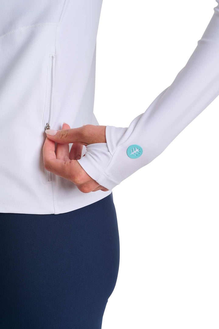 Women's Swim Jacket, Full Zip & Mock Neck | White