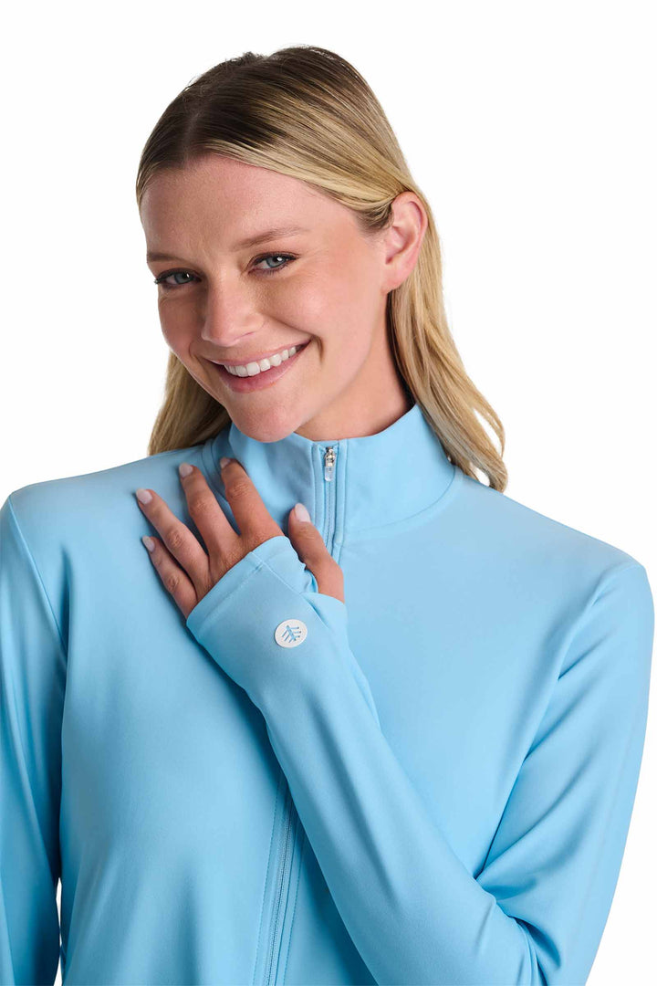Women's Swim Jacket, Full Zip & Mock Neck | Arctic Blue