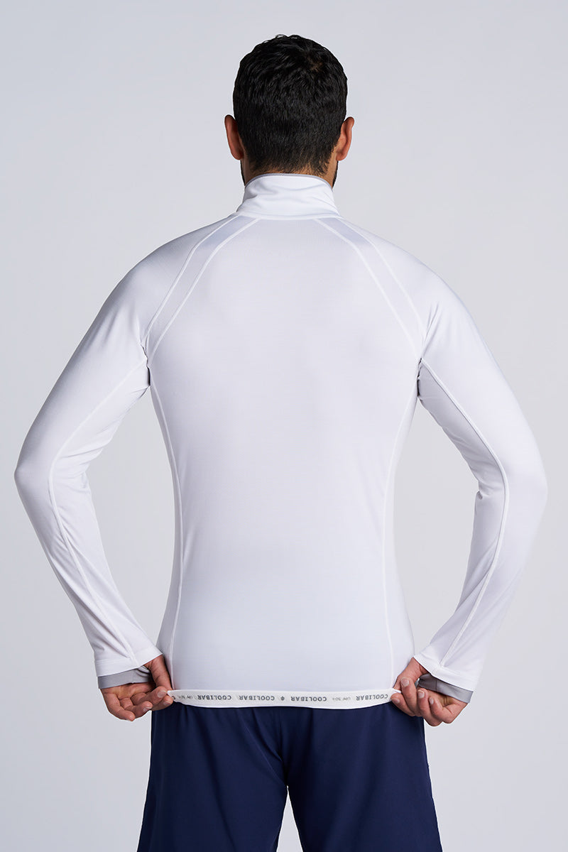 ウォーキング・ランニングウェア UVU Club Singlet White Men's Ultimate Half Zip Rash Guard | White UPF 50+