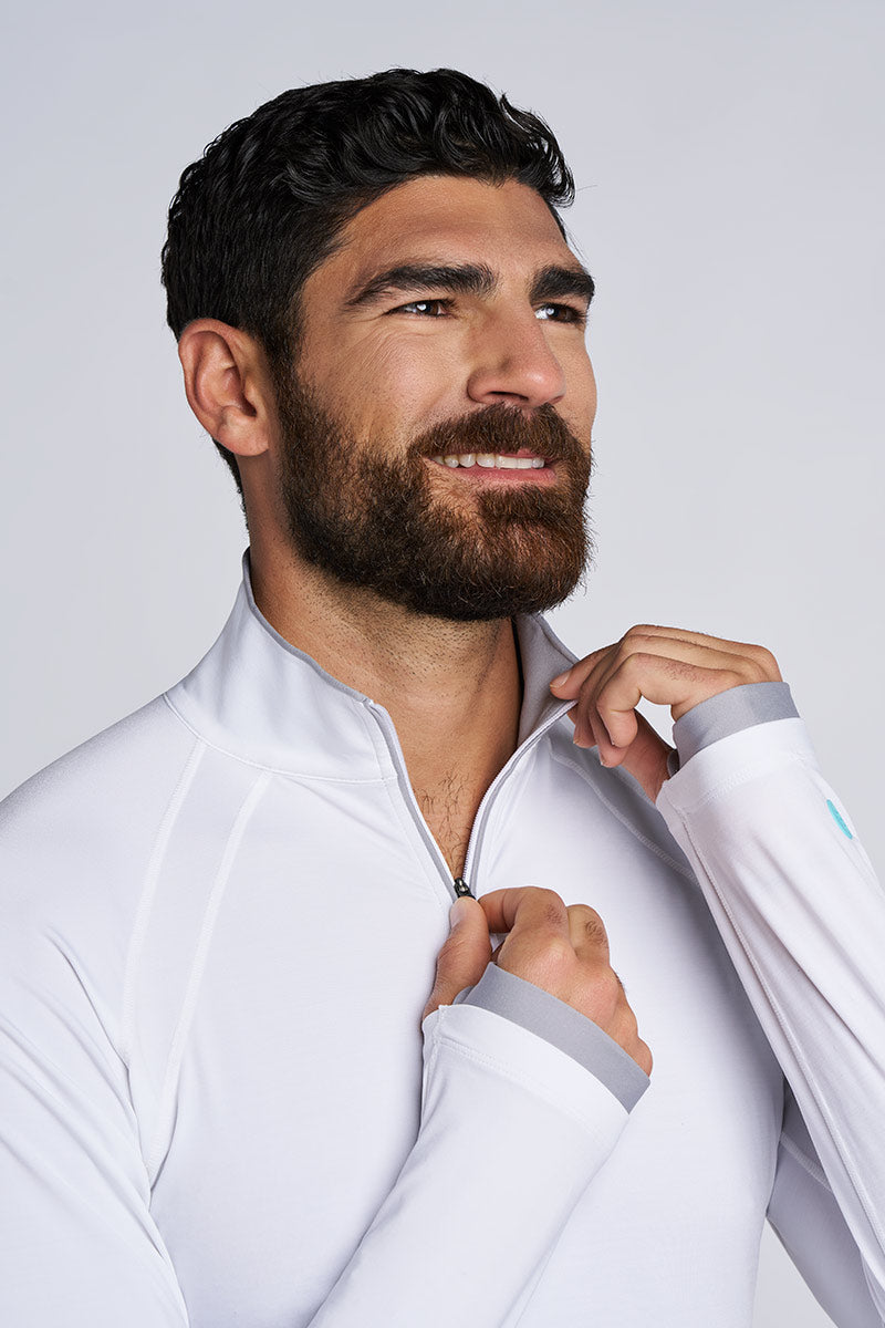 Men's Ultimate Half Zip Rash Guard | White UPF 50+