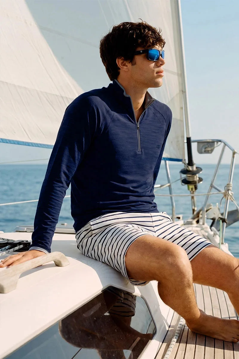 Men's Ultimate Half Zip Rash Guard | Navy Line UPF 50+