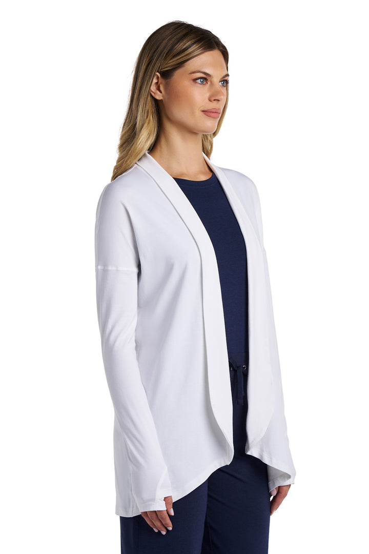 Women's Long Sleeve Sun Wrap with Back Slit | White