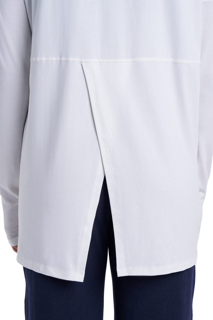 Women's Long Sleeve Sun Wrap with Back Slit | White