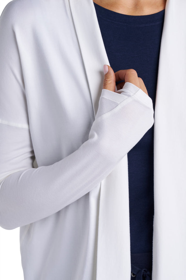 Women's Long Sleeve Sun Wrap with Back Slit | White