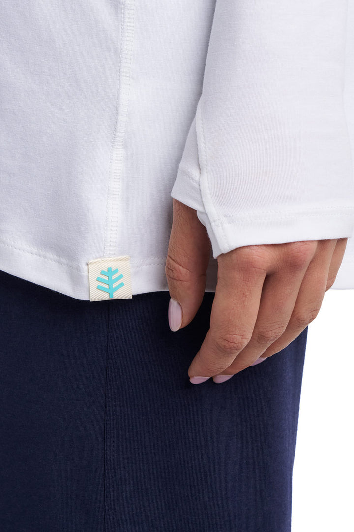 Women's Long Sleeve Sun Wrap with Back Slit | White