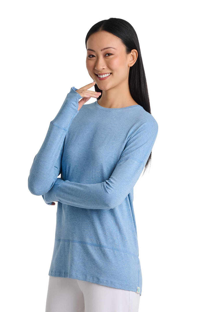 Women's Relaxed Long Sleeve T-Shirt | Light Blue Heather