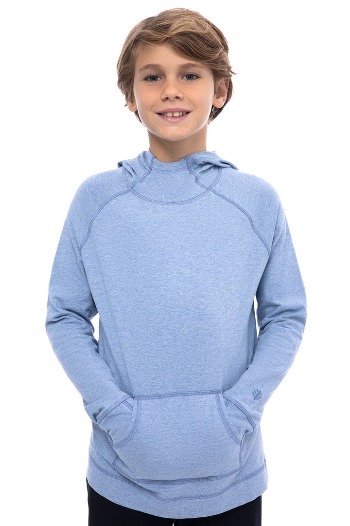 Kids' Hoodie with Thumbholes Light Blue Heather UPF 50+