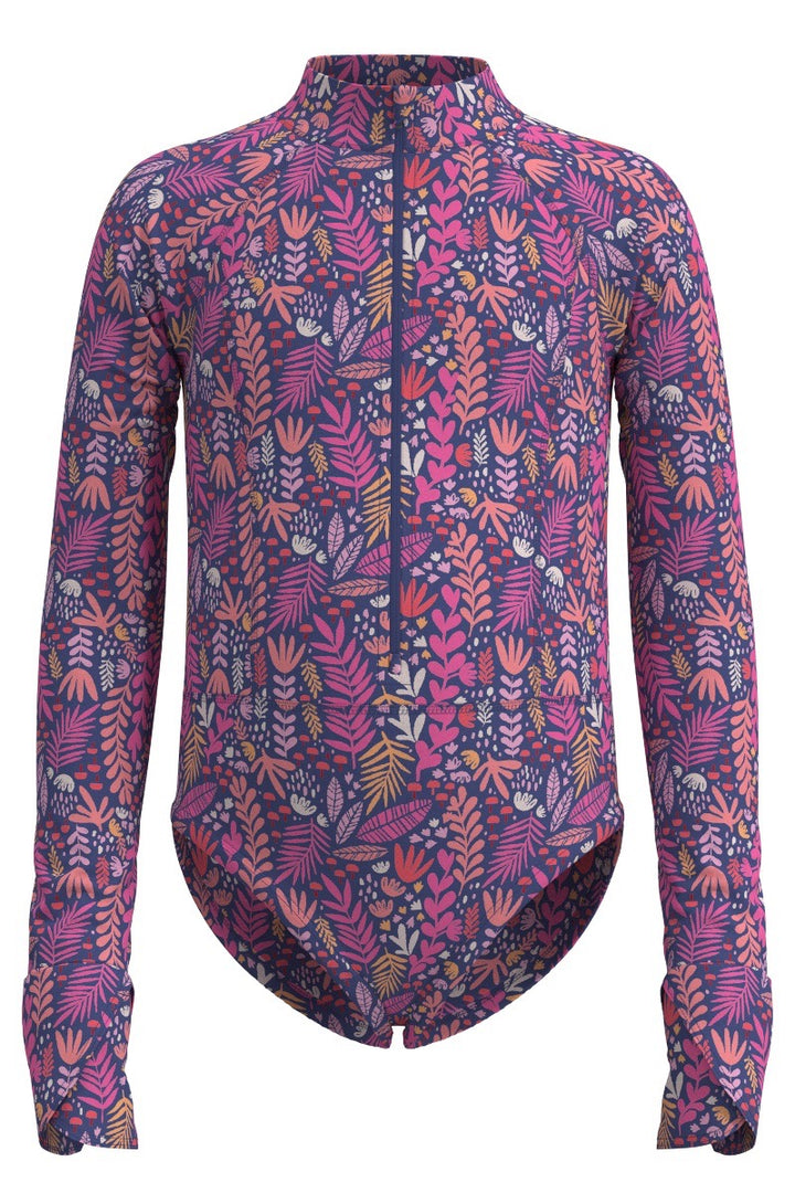 Girls' Long Sleeve Swimsuit | Future Dusk Blooming Forest