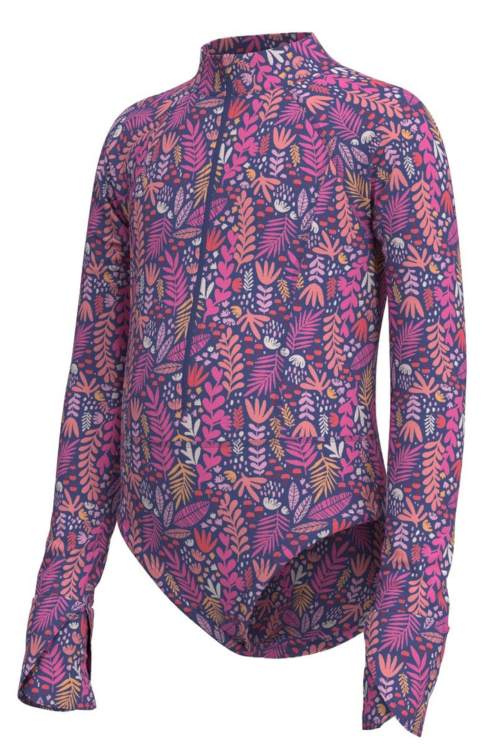 Girls' Long Sleeve Swimsuit | Future Dusk Blooming Forest
