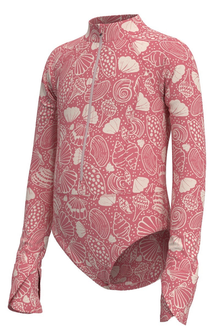 Girls' Long Sleeve Swimsuit | Sunkist Coral Shell Dream
