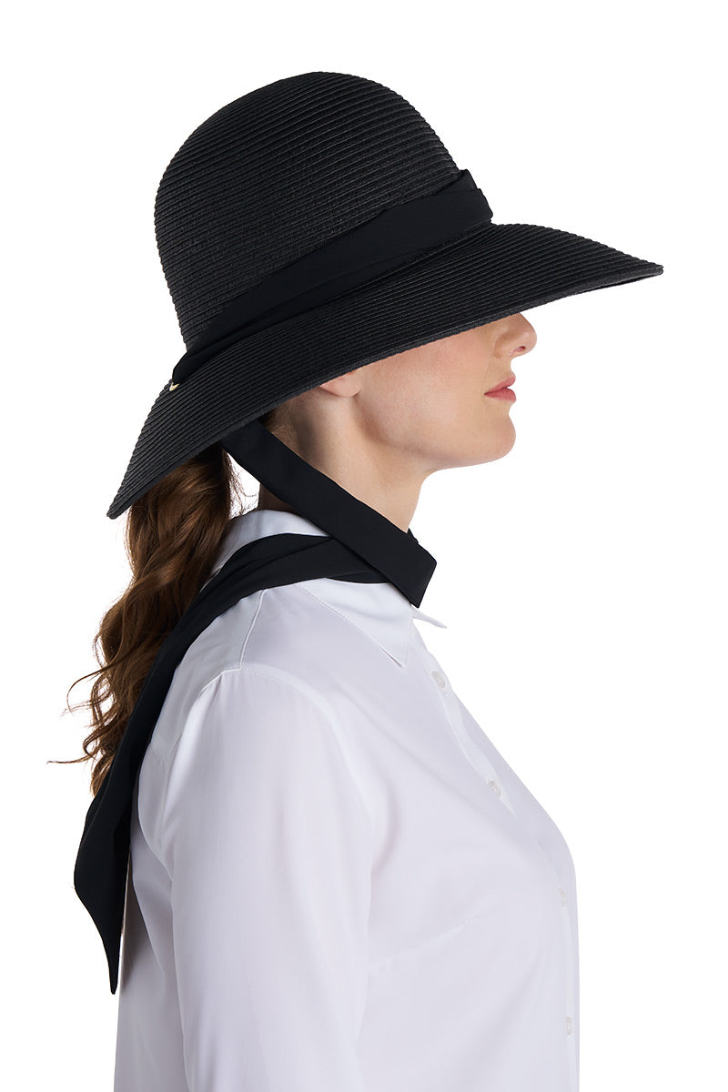 Women's Stella Fashion Hat with Scarves | Natural/Black/White UPF 50+