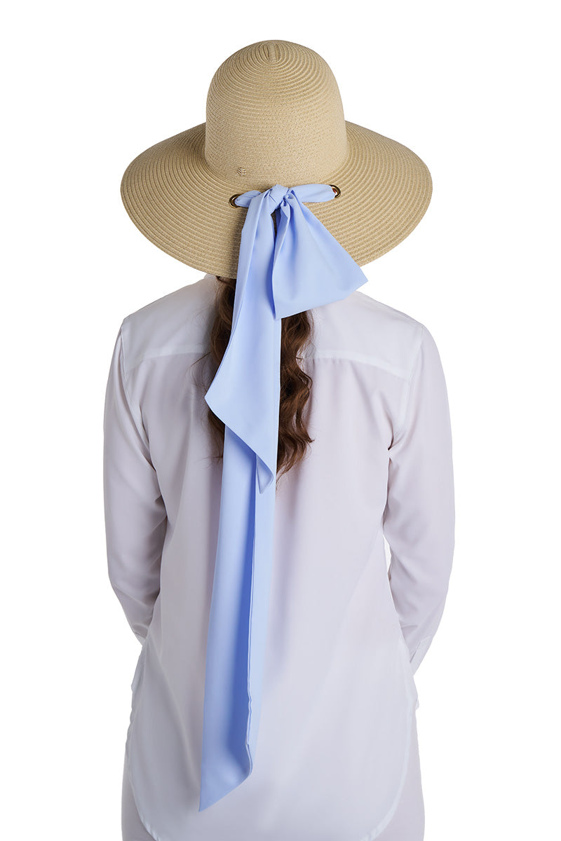 Women's Stella Fashion Hat with Scarves | Natural/Black/White UPF 50+