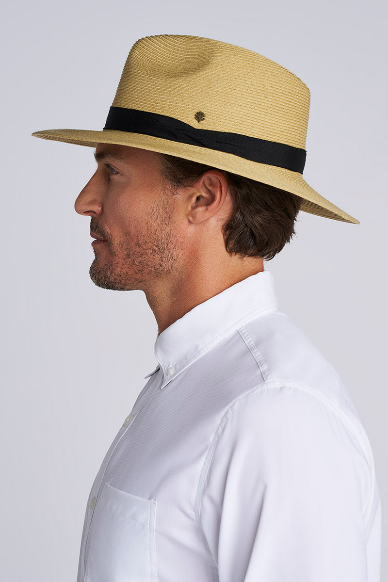 Peyton Packable Panama Style Fedora | Ivory/Black UPF 50+
