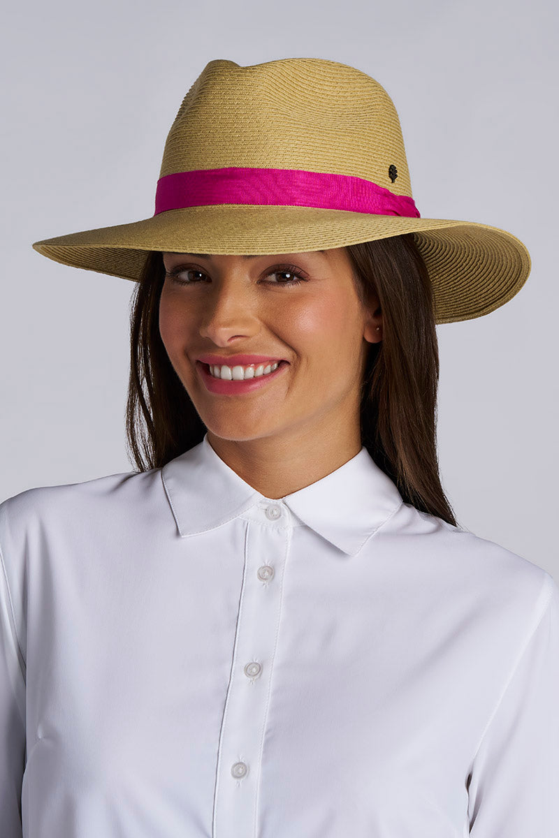 Peyton Packable Panama Style Fedora | Ivory/Black UPF 50+