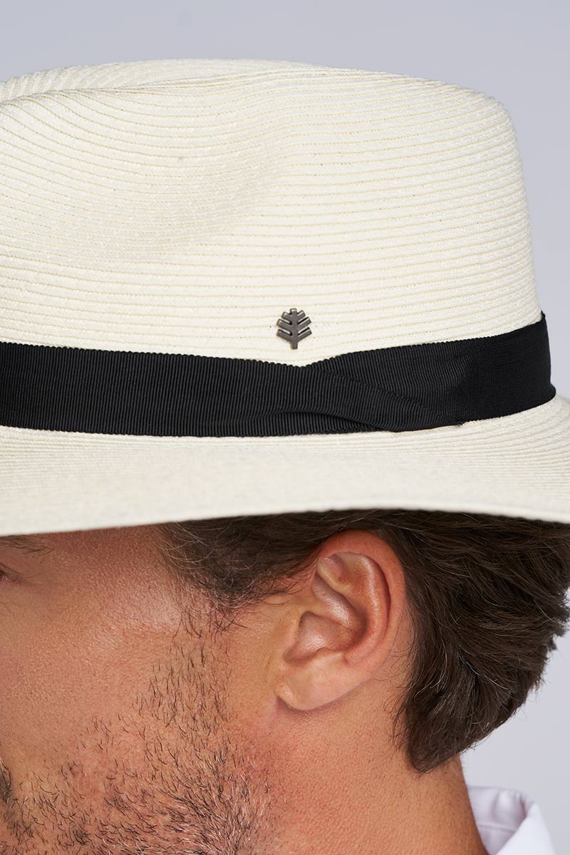 Peyton Packable Panama Style Fedora | Ivory/Black UPF 50+