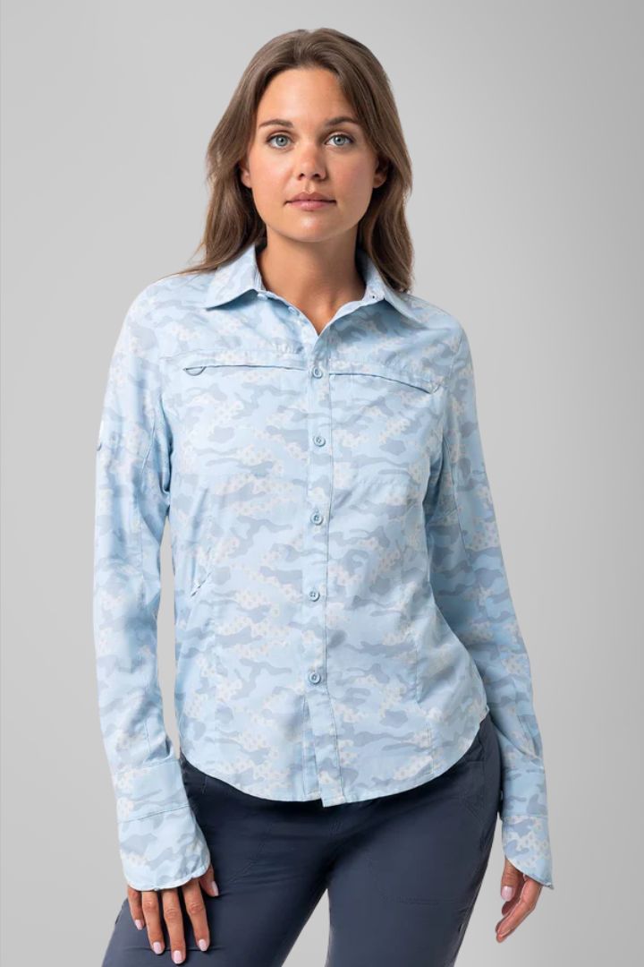 Women's Long Sleeve Fishing Sun Shirt | Skyride Coastal Camo