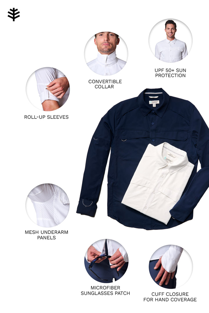 Men's Long Sleeve Fishing Shirt | White