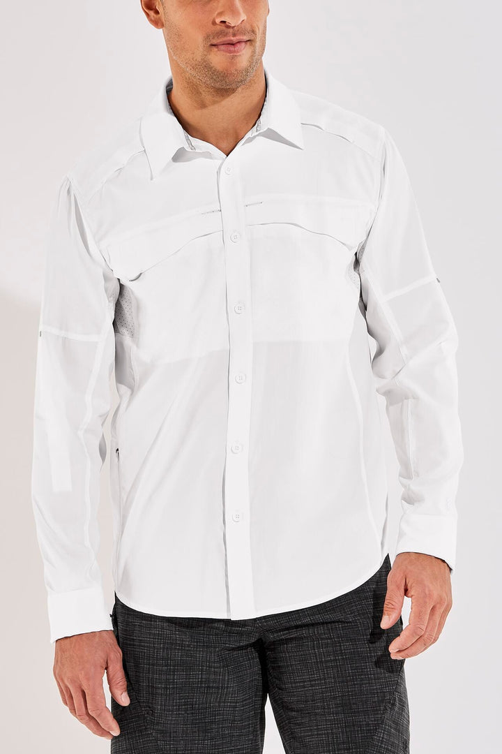 Coolibar Men's Nassau Fishing Shirt UPF 50+, White / M